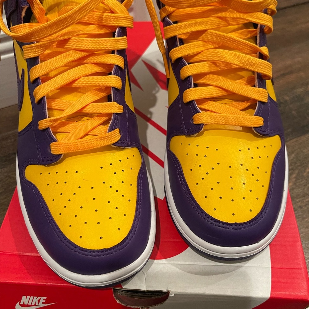 Nike Yellow and Purple High-Top Sneakers - Picture 2 of 10